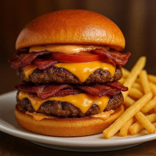 Double Bacon Cheeseburger Six Ounces Coffee